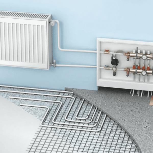 Отопление дома с радиаторами и водяным тёплым полом 